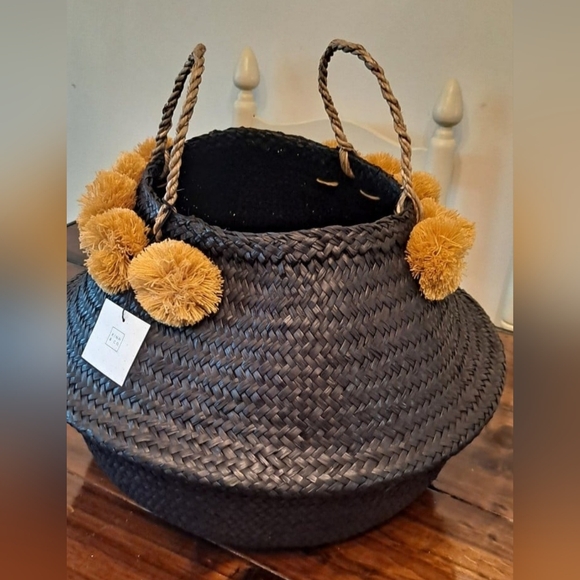 🟠Natural Seagrass Basket Black - Picture 2 of 7